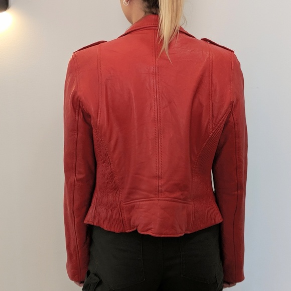 Zara red leather jacket - Picture 2 of 4